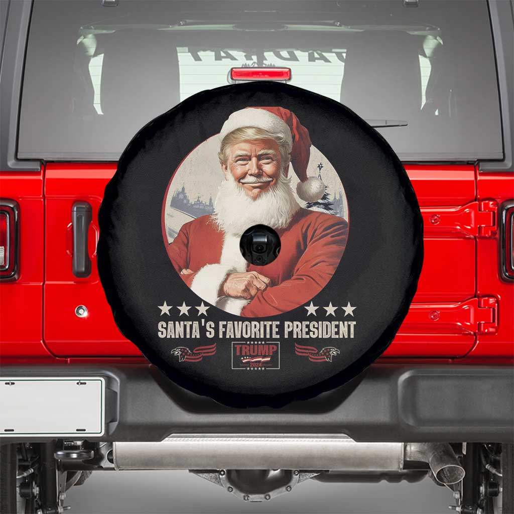 Funny Trump Xmas Spare Tire Cover Santa's Favorite President Trump 2024 Christmas TS11 Black Print Your Wear