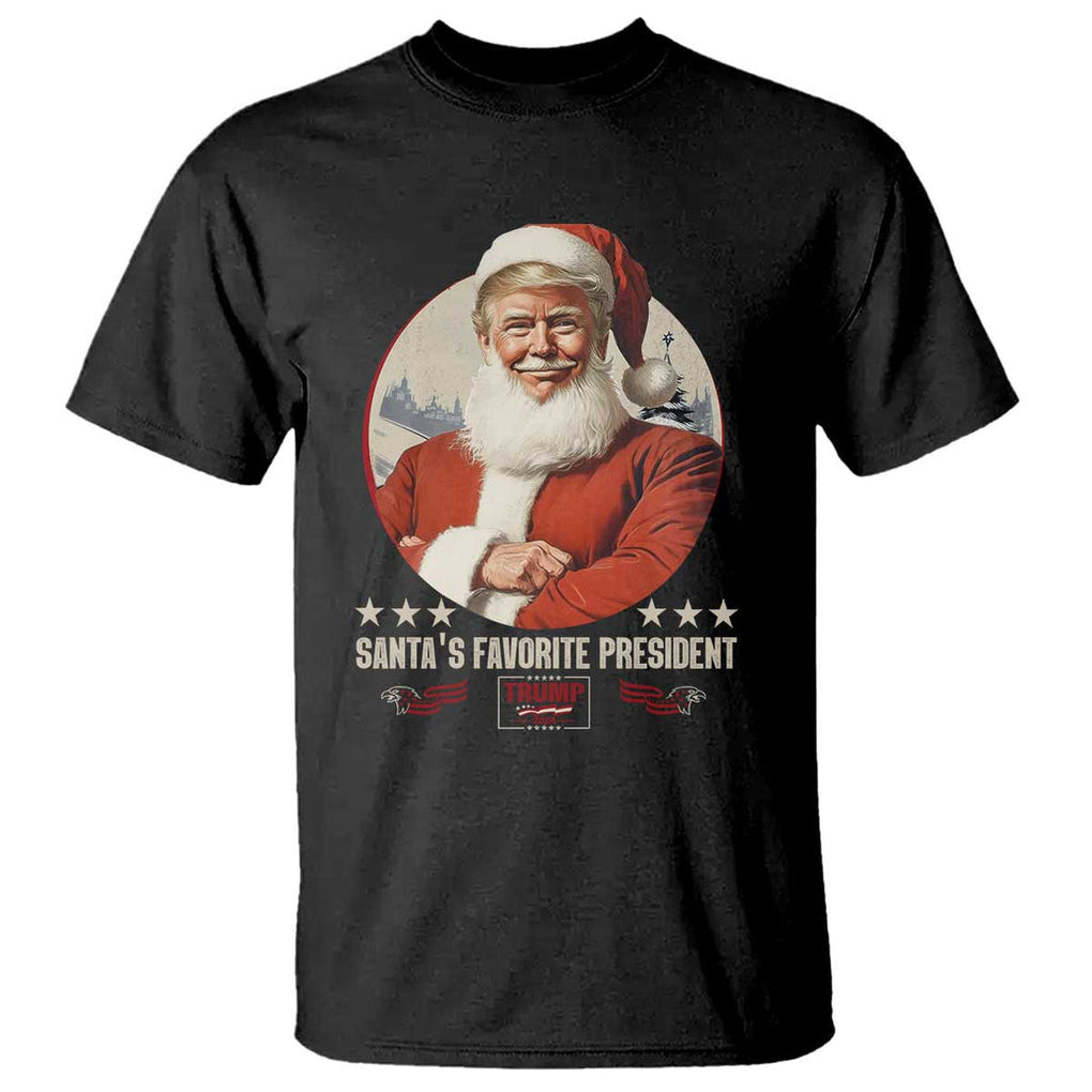 Funny Trump Xmas T Shirt Santa's Favorite President Trump 2024 Christmas TS11 Black Print Your Wear
