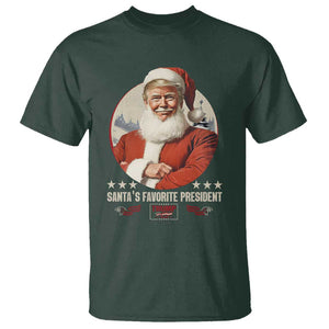 Funny Trump Xmas T Shirt Santa's Favorite President Trump 2024 Christmas TS11 Dark Forest Green Print Your Wear