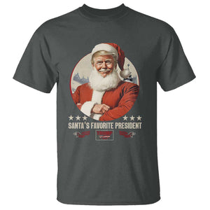 Funny Trump Xmas T Shirt Santa's Favorite President Trump 2024 Christmas TS11 Dark Heather Print Your Wear