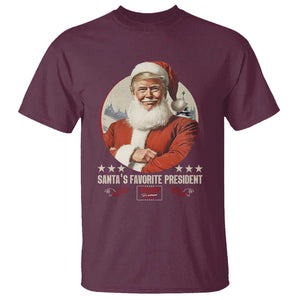Funny Trump Xmas T Shirt Santa's Favorite President Trump 2024 Christmas TS11 Maroon Print Your Wear