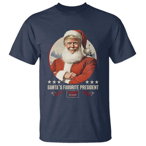 Funny Trump Xmas T Shirt Santa's Favorite President Trump 2024 Christmas TS11 Navy Print Your Wear