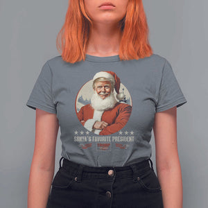 Funny Trump Xmas T Shirt For Women Santa's Favorite President Trump 2024 Christmas TS11 Charcoal Print Your Wear