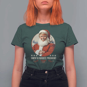 Funny Trump Xmas T Shirt For Women Santa's Favorite President Trump 2024 Christmas TS11 Dark Forest Green Print Your Wear
