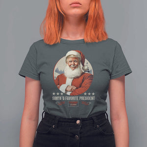 Funny Trump Xmas T Shirt For Women Santa's Favorite President Trump 2024 Christmas TS11 Dark Heather Print Your Wear