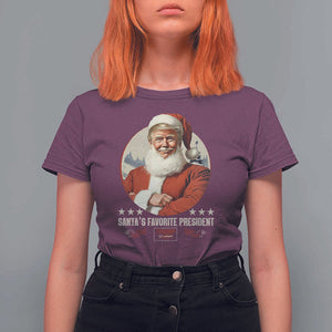 Funny Trump Xmas T Shirt For Women Santa's Favorite President Trump 2024 Christmas TS11 Maroon Print Your Wear