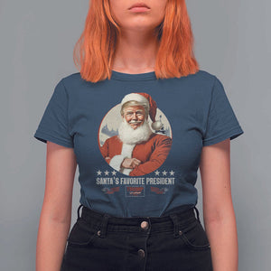 Funny Trump Xmas T Shirt For Women Santa's Favorite President Trump 2024 Christmas TS11 Navy Print Your Wear