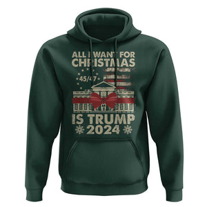 Trump Supporter Xmas Hoodie All I Want For Christmas Is Trump 2024 White House TS11 Dark Forest Green Print Your Wear