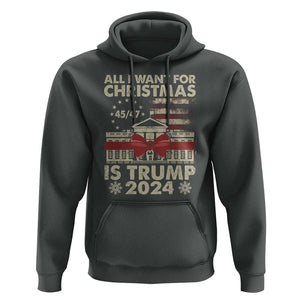 Trump Supporter Xmas Hoodie All I Want For Christmas Is Trump 2024 White House TS11 Dark Heather Print Your Wear