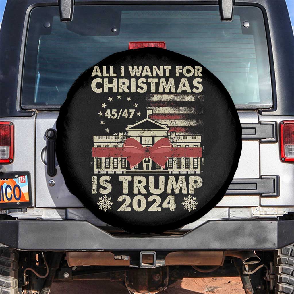 Trump Supporter Xmas Spare Tire Cover All I Want For Christmas Is Trump 2024 White House TS11 No hole Black Print Your Wear