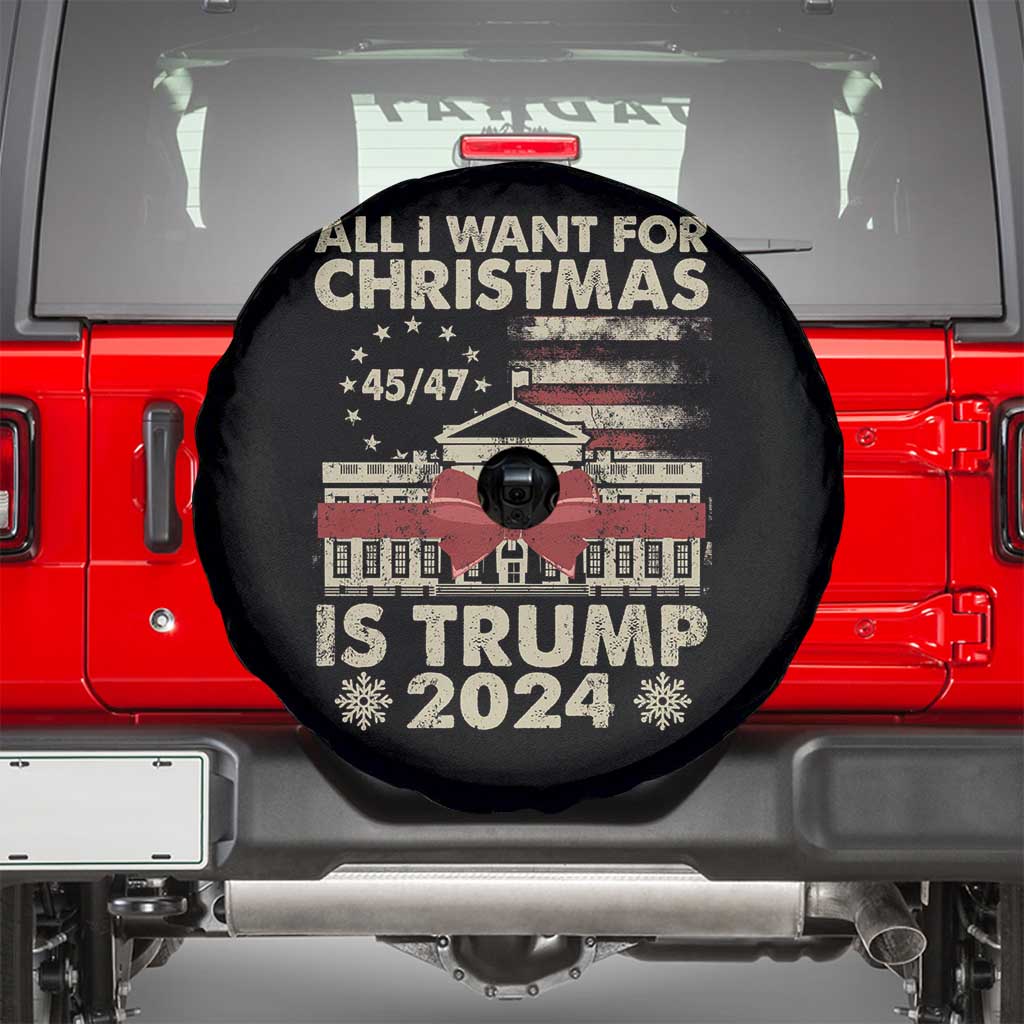 Trump Supporter Xmas Spare Tire Cover All I Want For Christmas Is Trump 2024 White House TS11 Black Print Your Wear