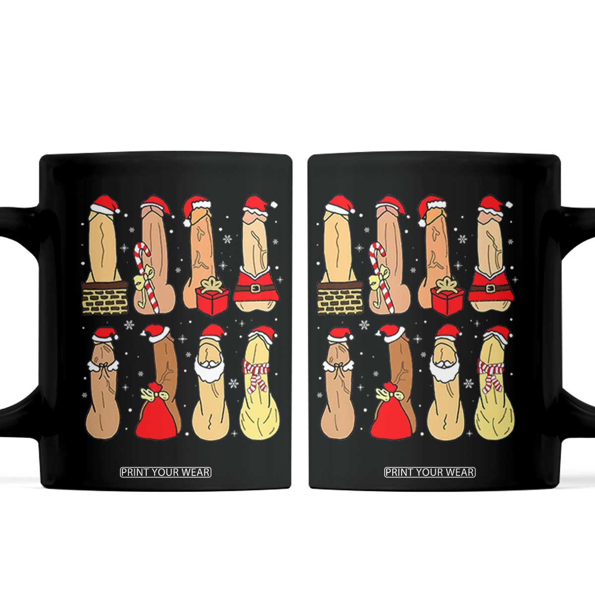 Funny Naughty Christmas Dirty Santa Hat Xmas Adult Humor Coffee Mug TS11 Black Print Your Wear