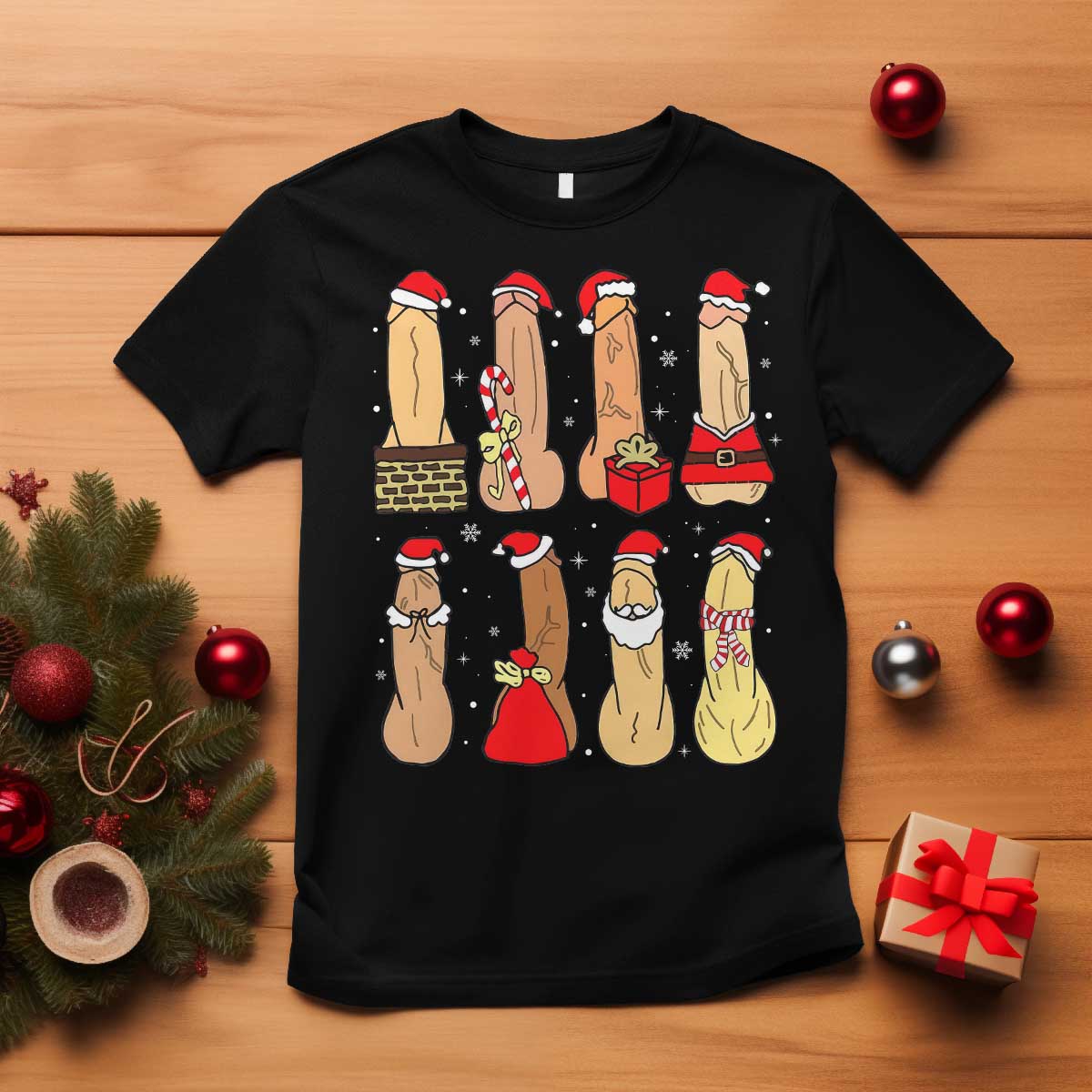 Funny Naughty Christmas Dirty Santa Hat Xmas Adult Humor T Shirt TS11 Black Print Your Wear