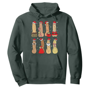 Funny Naughty Christmas Dirty Santa Hat Xmas Adult Humor Hoodie TS11 Dark Forest Green Print Your Wear