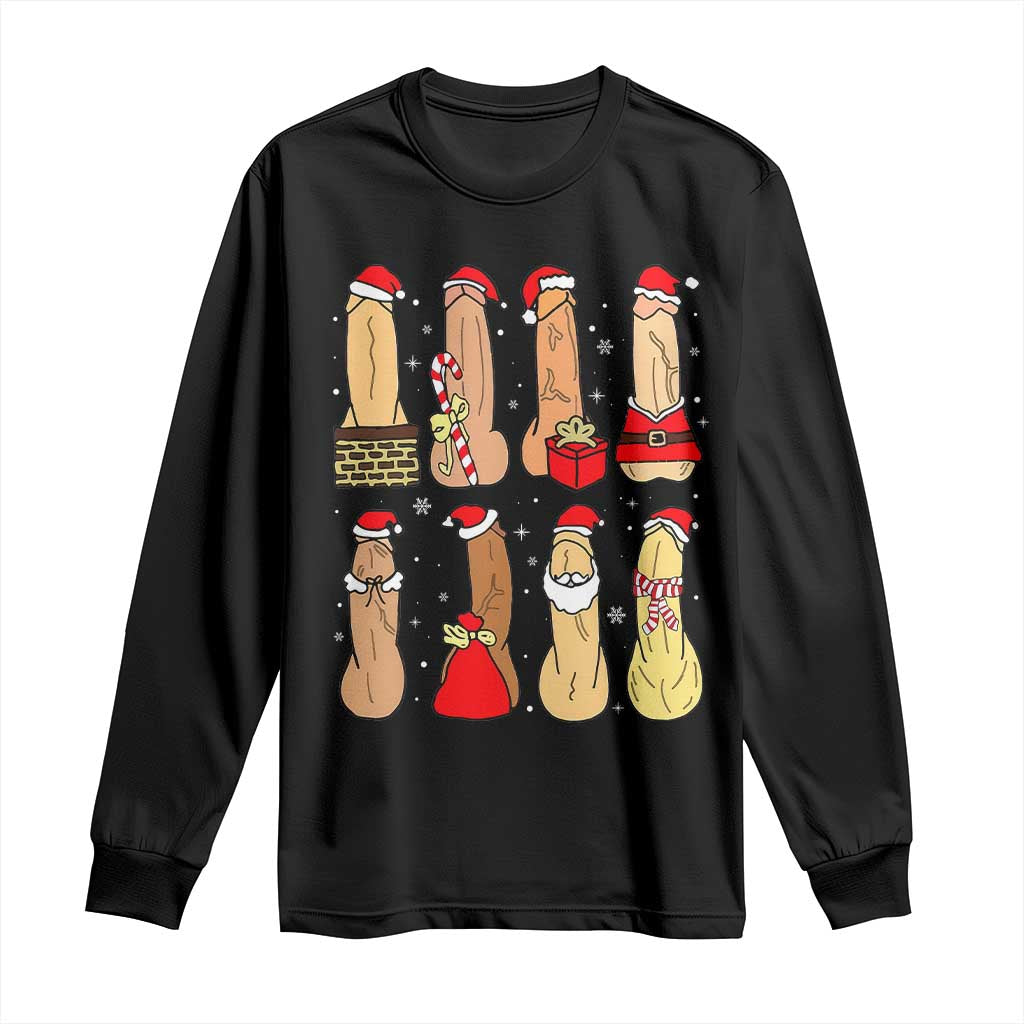 Funny Naughty Christmas Dirty Santa Hat Xmas Adult Humor Long Sleeve Shirt TS11 Black Print Your Wear