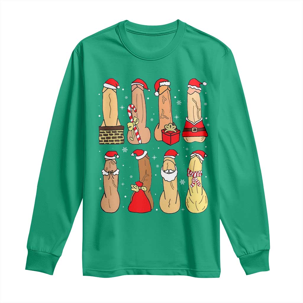 Funny Naughty Christmas Dirty Santa Hat Xmas Adult Humor Long Sleeve Shirt TS11 Irish Green Print Your Wear