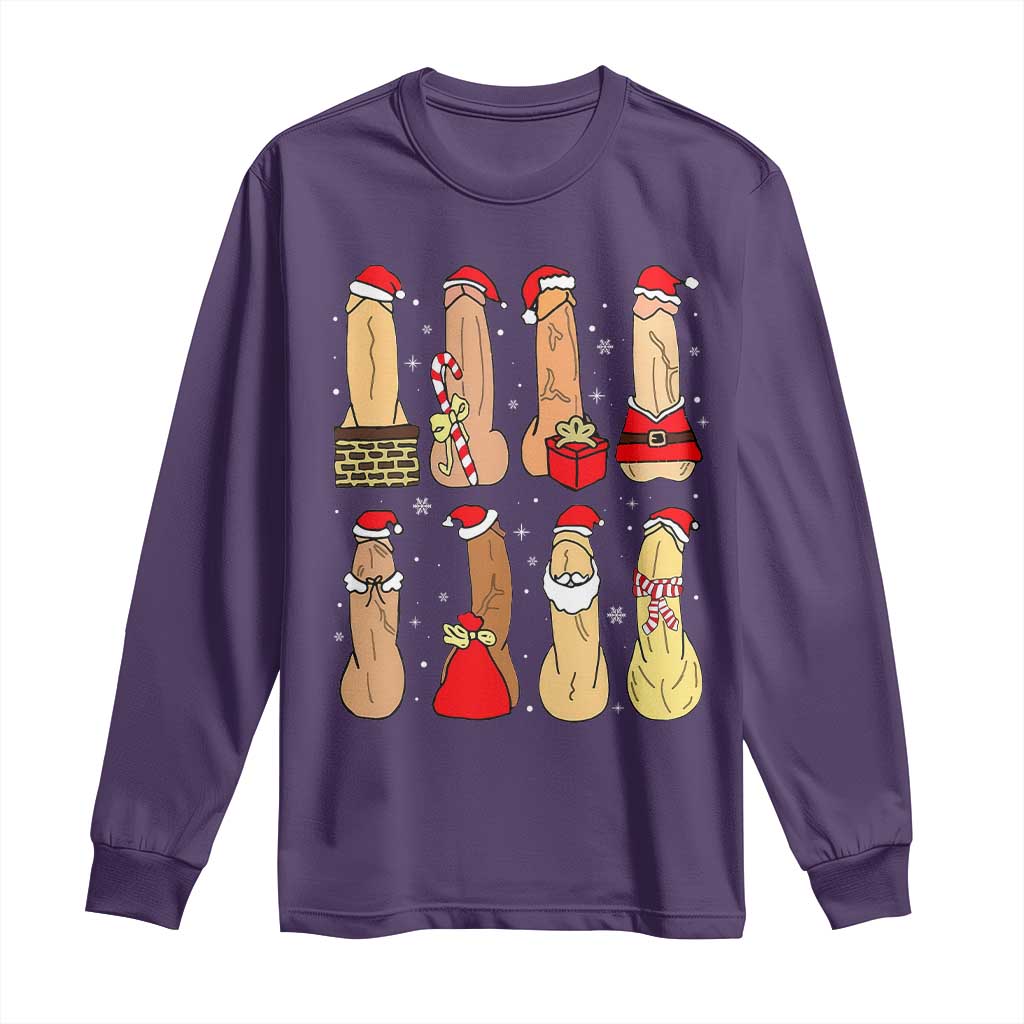 Funny Naughty Christmas Dirty Santa Hat Xmas Adult Humor Long Sleeve Shirt TS11 Purple Print Your Wear