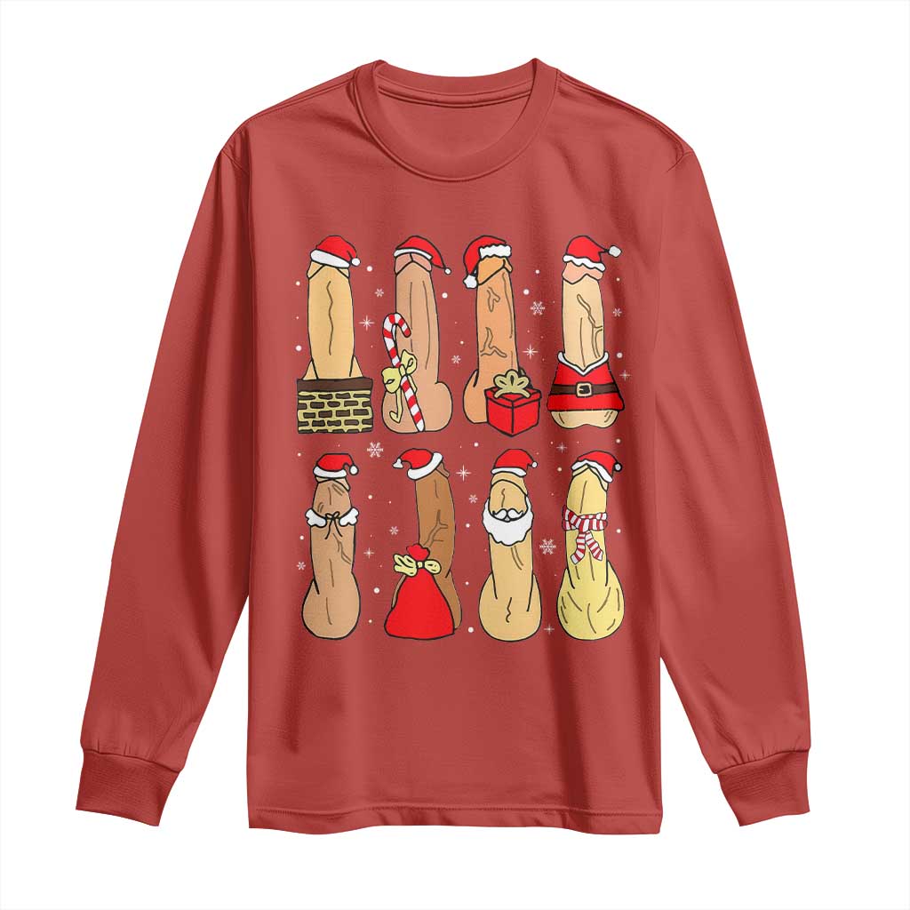 Funny Naughty Christmas Dirty Santa Hat Xmas Adult Humor Long Sleeve Shirt TS11 Red Print Your Wear