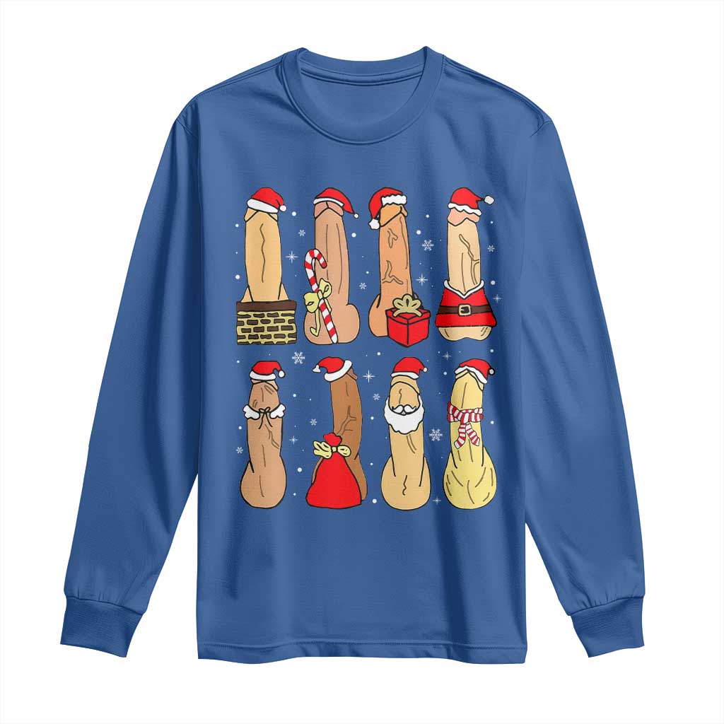 Funny Naughty Christmas Dirty Santa Hat Xmas Adult Humor Long Sleeve Shirt TS11 Royal Blue Print Your Wear