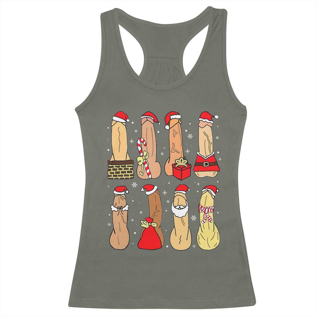 Funny Naughty Christmas Dirty Santa Hat Xmas Adult Humor Racerback Tank Top TS11 Military Green Print Your Wear