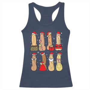 Funny Naughty Christmas Dirty Santa Hat Xmas Adult Humor Racerback Tank Top TS11 Navy Print Your Wear