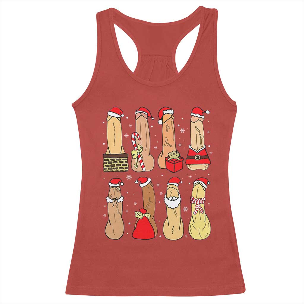 Funny Naughty Christmas Dirty Santa Hat Xmas Adult Humor Racerback Tank Top TS11 Red Print Your Wear