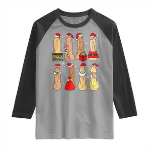 Funny Naughty Christmas Dirty Santa Hat Xmas Adult Humor Raglan Shirt TS11 Sport Gray Black Print Your Wear
