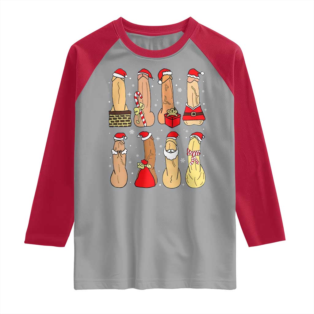 Funny Naughty Christmas Dirty Santa Hat Xmas Adult Humor Raglan Shirt TS11 Sport Gray Red Print Your Wear