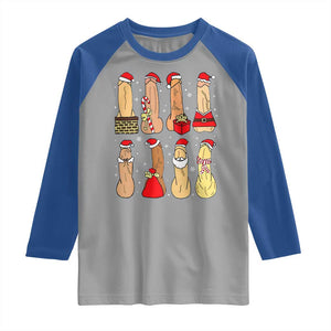 Funny Naughty Christmas Dirty Santa Hat Xmas Adult Humor Raglan Shirt TS11 Sport Gray Royal Print Your Wear