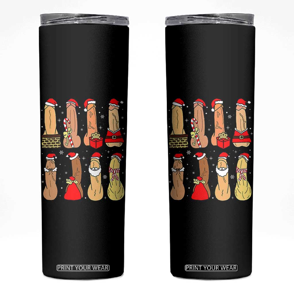 Funny Naughty Christmas Dirty Santa Hat Xmas Adult Humor Skinny Tumbler TS11 Black Print Your Wear