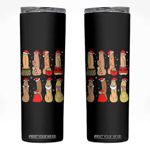Funny Naughty Christmas Dirty Santa Hat Xmas Adult Humor Skinny Tumbler TS11 Black Print Your Wear