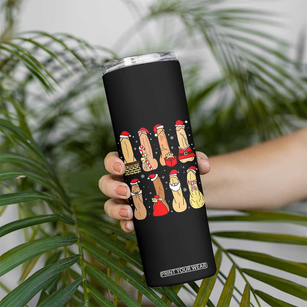 Funny Naughty Christmas Dirty Santa Hat Xmas Adult Humor Skinny Tumbler TS11 Print Your Wear