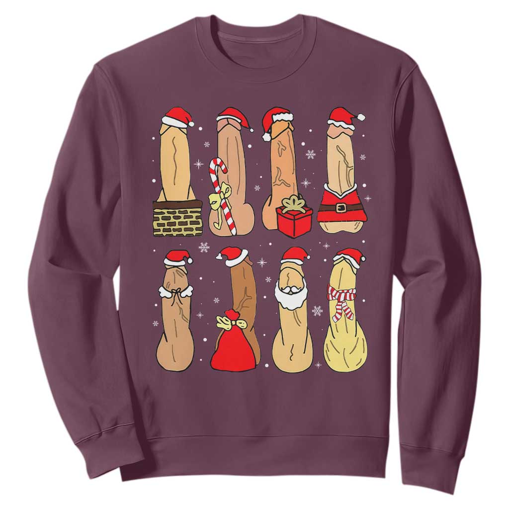 Funny Naughty Christmas Dirty Santa Hat Xmas Adult Humor Sweatshirt TS11 Maroon Print Your Wear