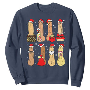 Funny Naughty Christmas Dirty Santa Hat Xmas Adult Humor Sweatshirt TS11 Navy Print Your Wear