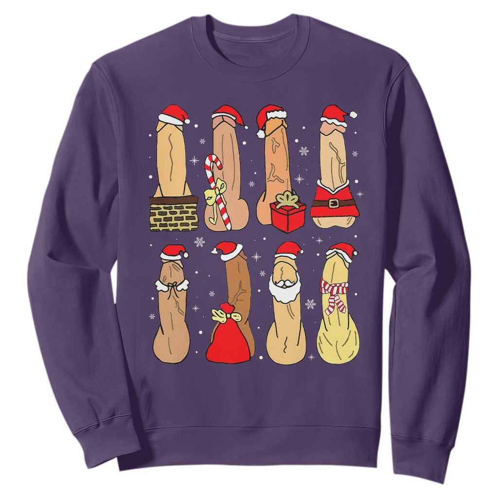 Funny Naughty Christmas Dirty Santa Hat Xmas Adult Humor Sweatshirt TS11 Purple Print Your Wear