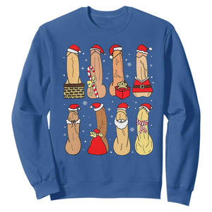 Funny Naughty Christmas Dirty Santa Hat Xmas Adult Humor Sweatshirt TS11 Royal Blue Print Your Wear