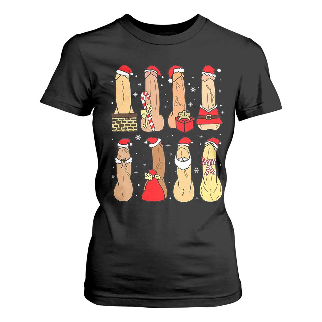 Funny Naughty Christmas Dirty Santa Hat Xmas Adult Humor T Shirt For Women TS11 Black Print Your Wear