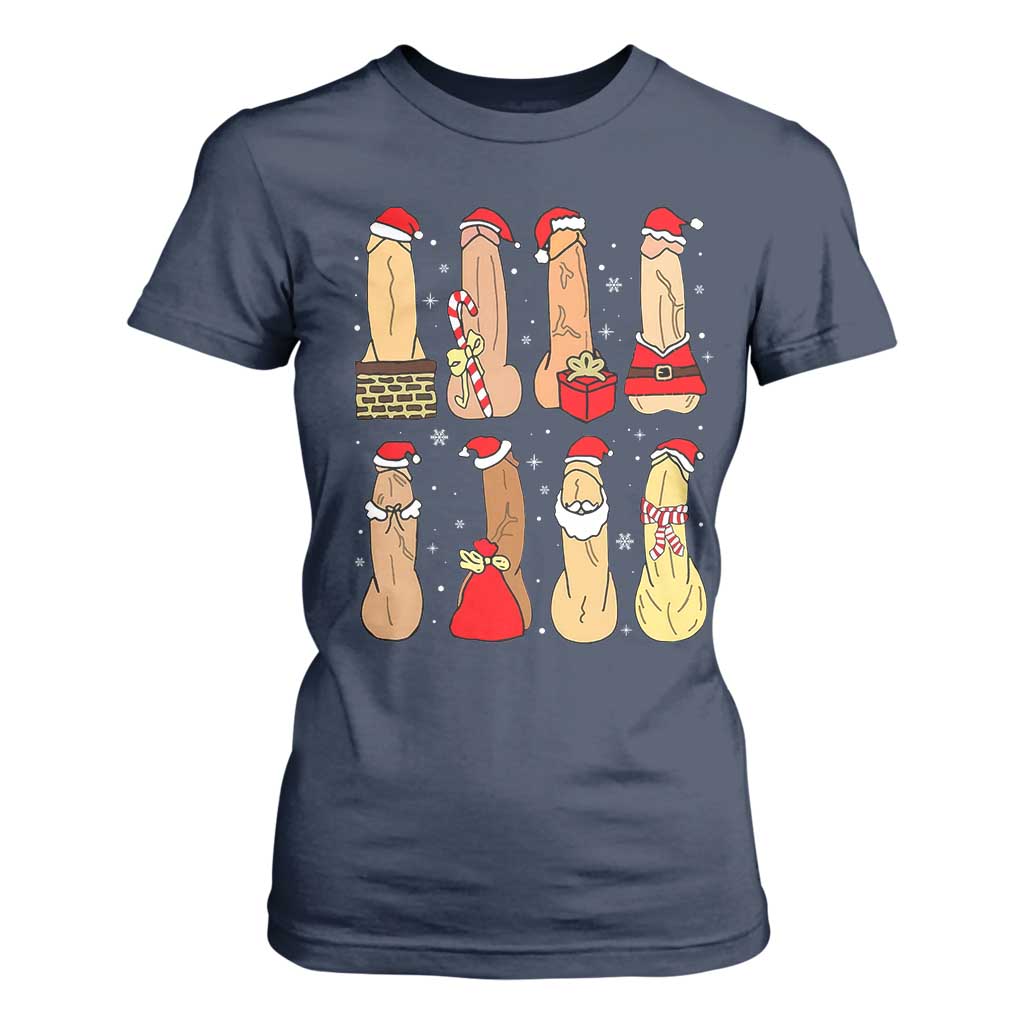 Funny Naughty Christmas Dirty Santa Hat Xmas Adult Humor T Shirt For Women TS11 Navy Print Your Wear