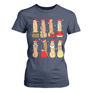 Funny Naughty Christmas Dirty Santa Hat Xmas Adult Humor T Shirt For Women TS11 Navy Print Your Wear