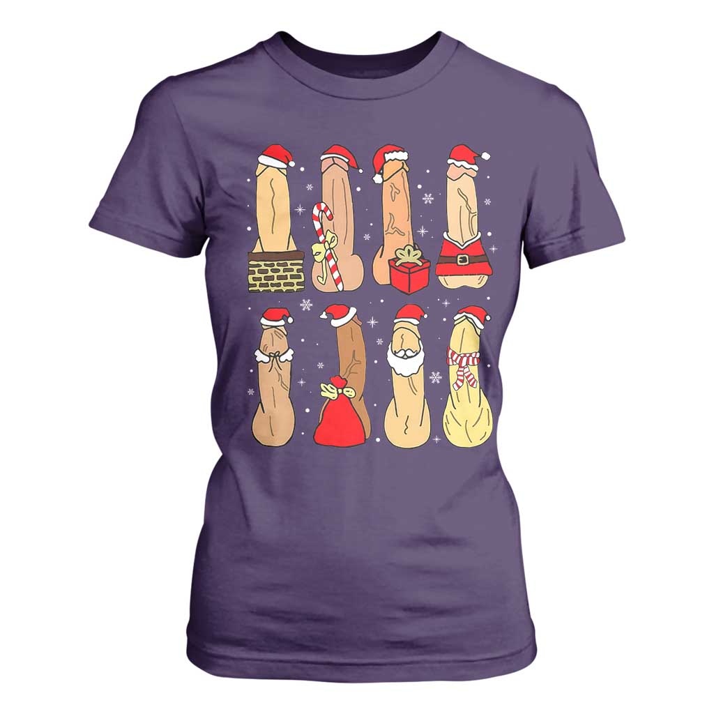 Funny Naughty Christmas Dirty Santa Hat Xmas Adult Humor T Shirt For Women TS11 Purple Print Your Wear