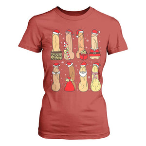 Funny Naughty Christmas Dirty Santa Hat Xmas Adult Humor T Shirt For Women TS11 Red Print Your Wear