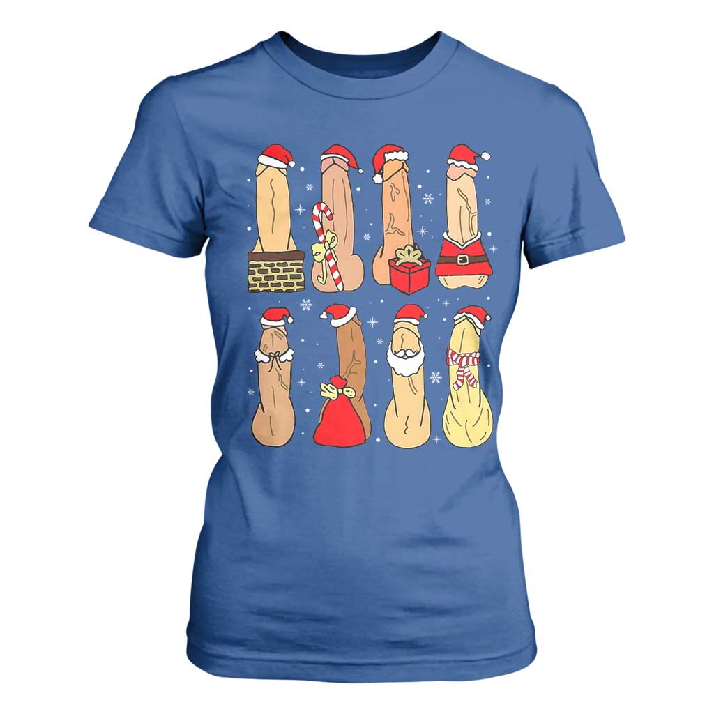 Funny Naughty Christmas Dirty Santa Hat Xmas Adult Humor T Shirt For Women TS11 Royal Blue Print Your Wear