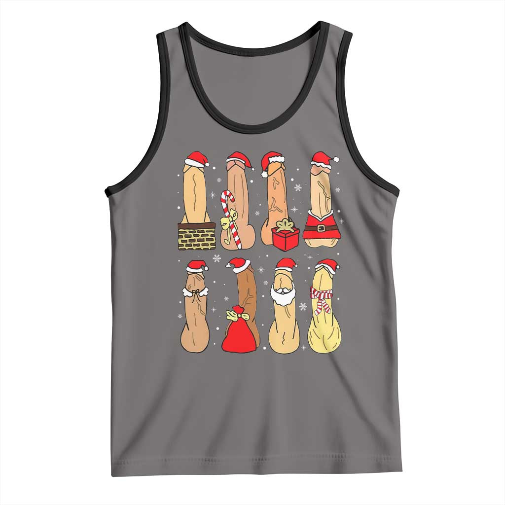 Funny Naughty Christmas Dirty Santa Hat Xmas Adult Humor Tank Top TS11 Deep Heather Black Print Your Wear