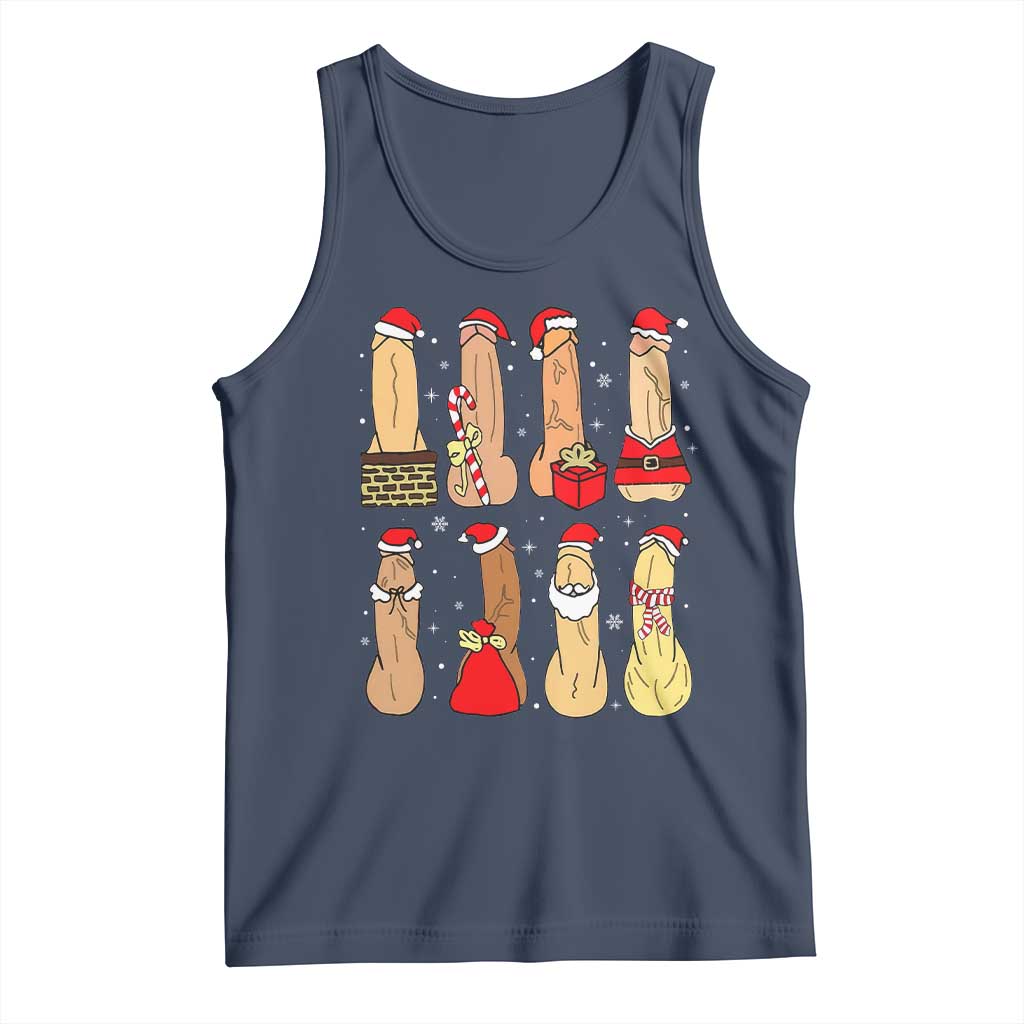 Funny Naughty Christmas Dirty Santa Hat Xmas Adult Humor Tank Top TS11 Navy Print Your Wear