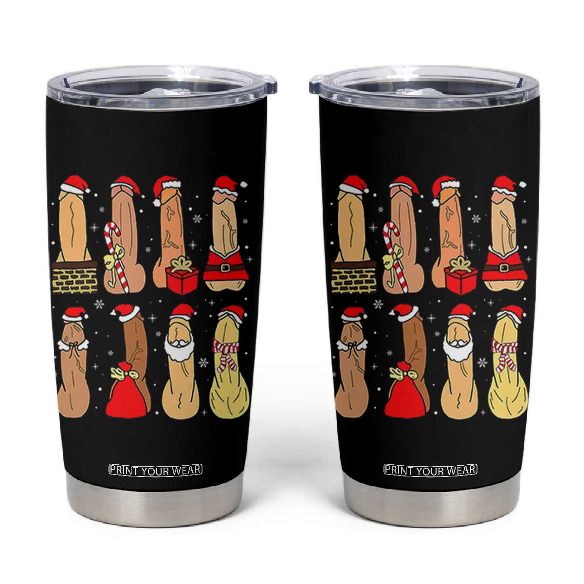 Funny Naughty Christmas Dirty Santa Hat Xmas Adult Humor Tumbler Cup TS11 Black Print Your Wear