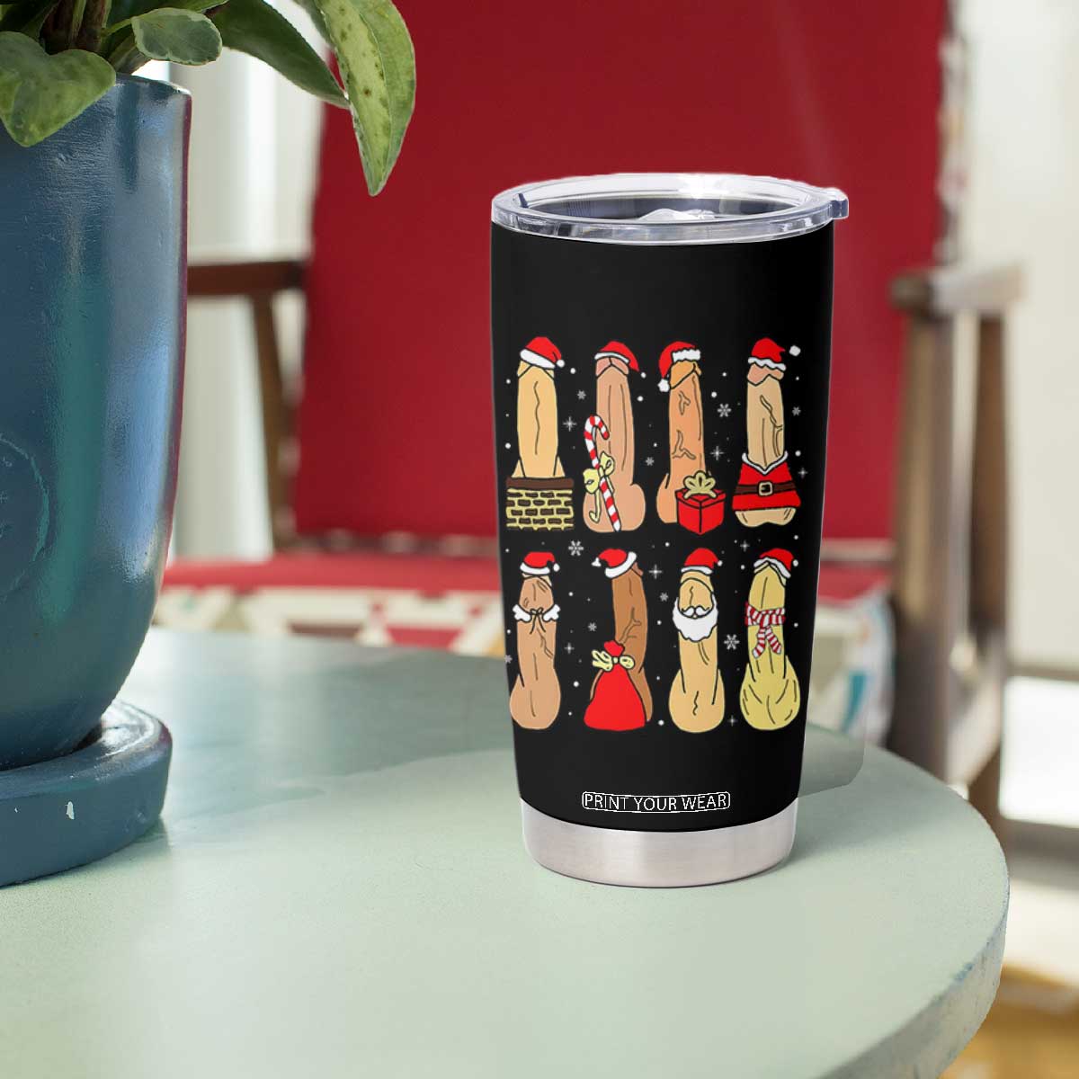 Funny Naughty Christmas Dirty Santa Hat Xmas Adult Humor Tumbler Cup TS11 Print Your Wear