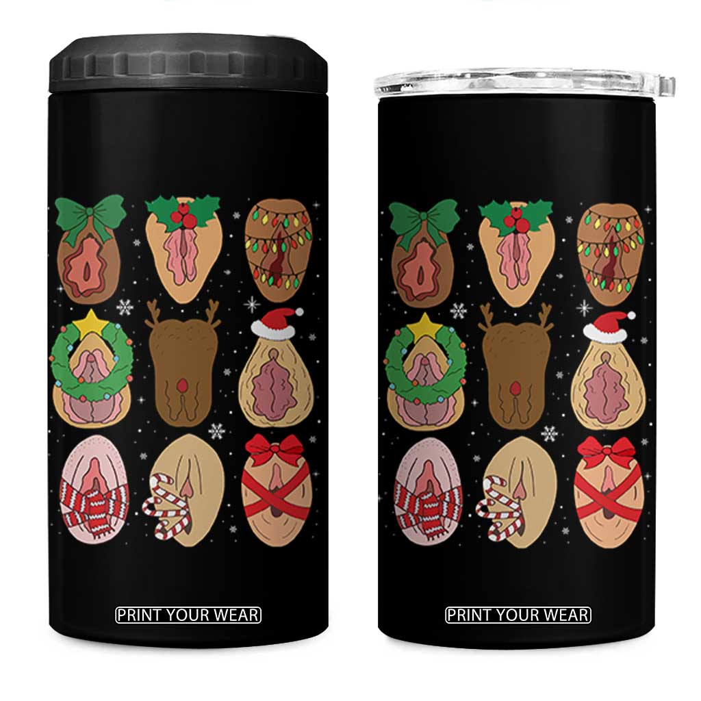 Funny Naughty Christmas Dirty Xmas Adult Humor 4 in 1 Can Cooler Tumbler TS11 One Size: 16 oz Black Print Your Wear