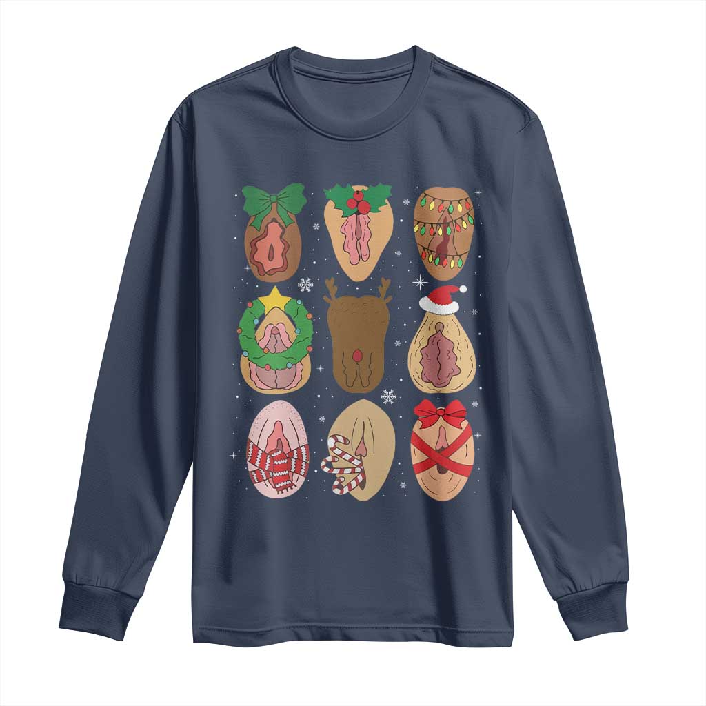 Funny Naughty Christmas Dirty Xmas Adult Humor Long Sleeve Shirt TS11 Navy Print Your Wear