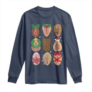 Funny Naughty Christmas Dirty Xmas Adult Humor Long Sleeve Shirt TS11 Navy Print Your Wear