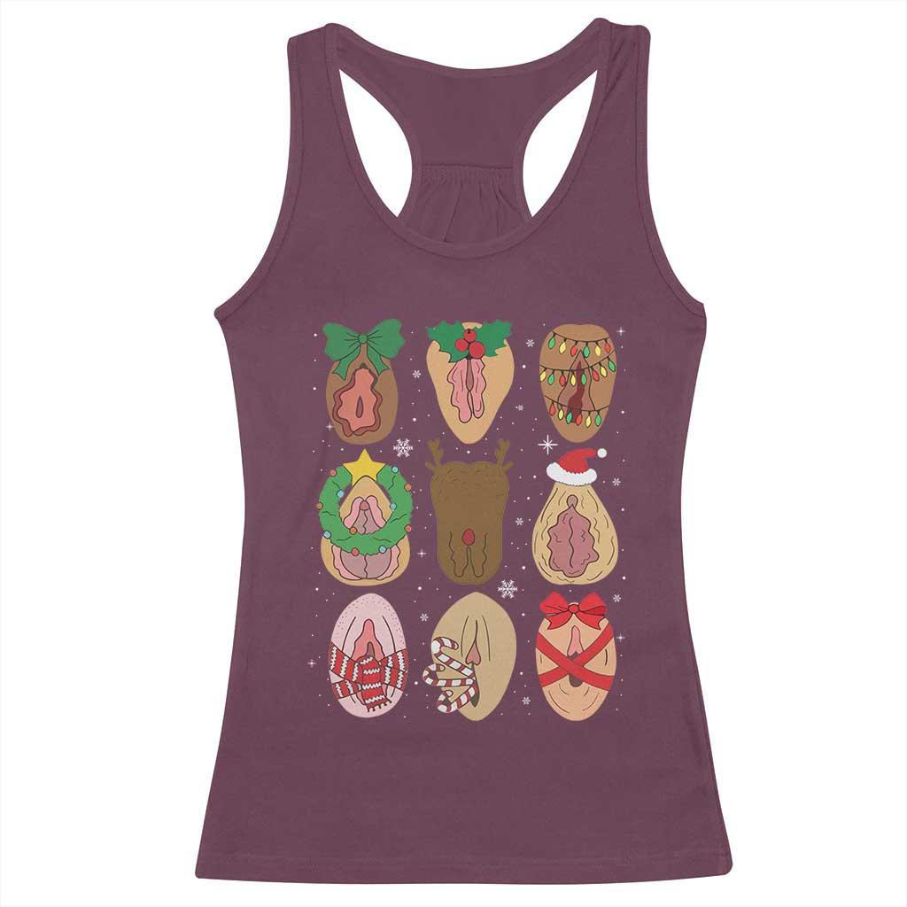 Funny Naughty Christmas Dirty Xmas Adult Humor Racerback Tank Top TS11 Maroon Print Your Wear